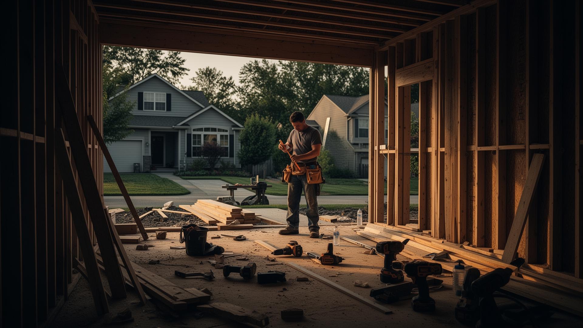 Contractor working on residential project